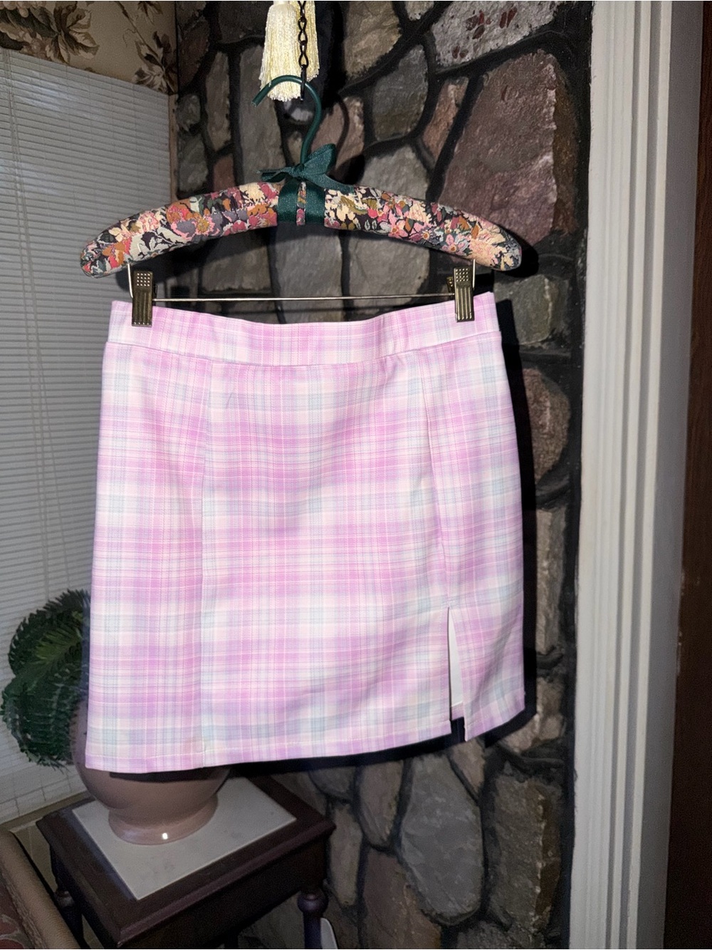 AKIRA purple/blue Plaid Mini Skirt